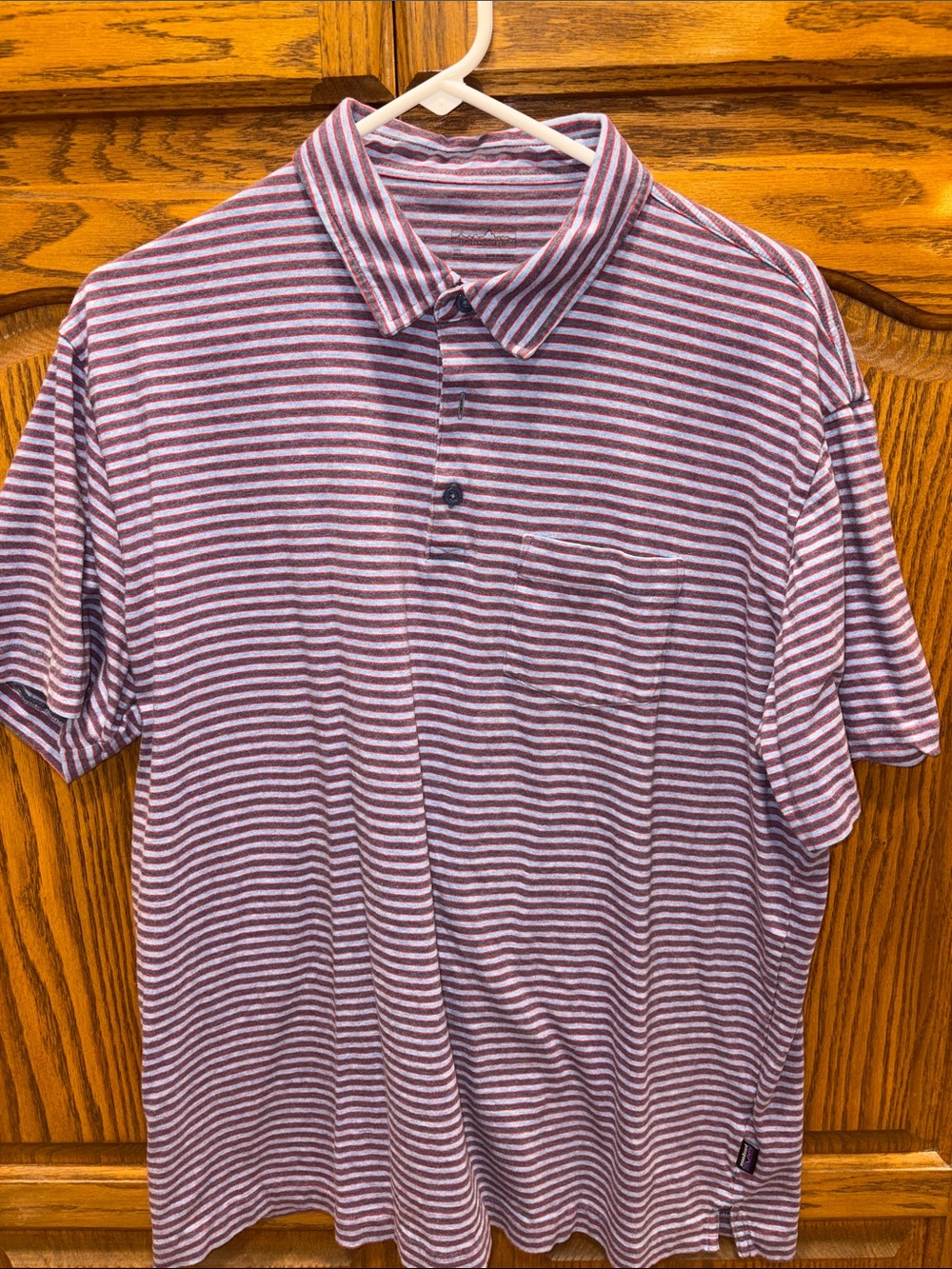 Patagonia Men's Striped Polo Shirt - Blue, red stripe